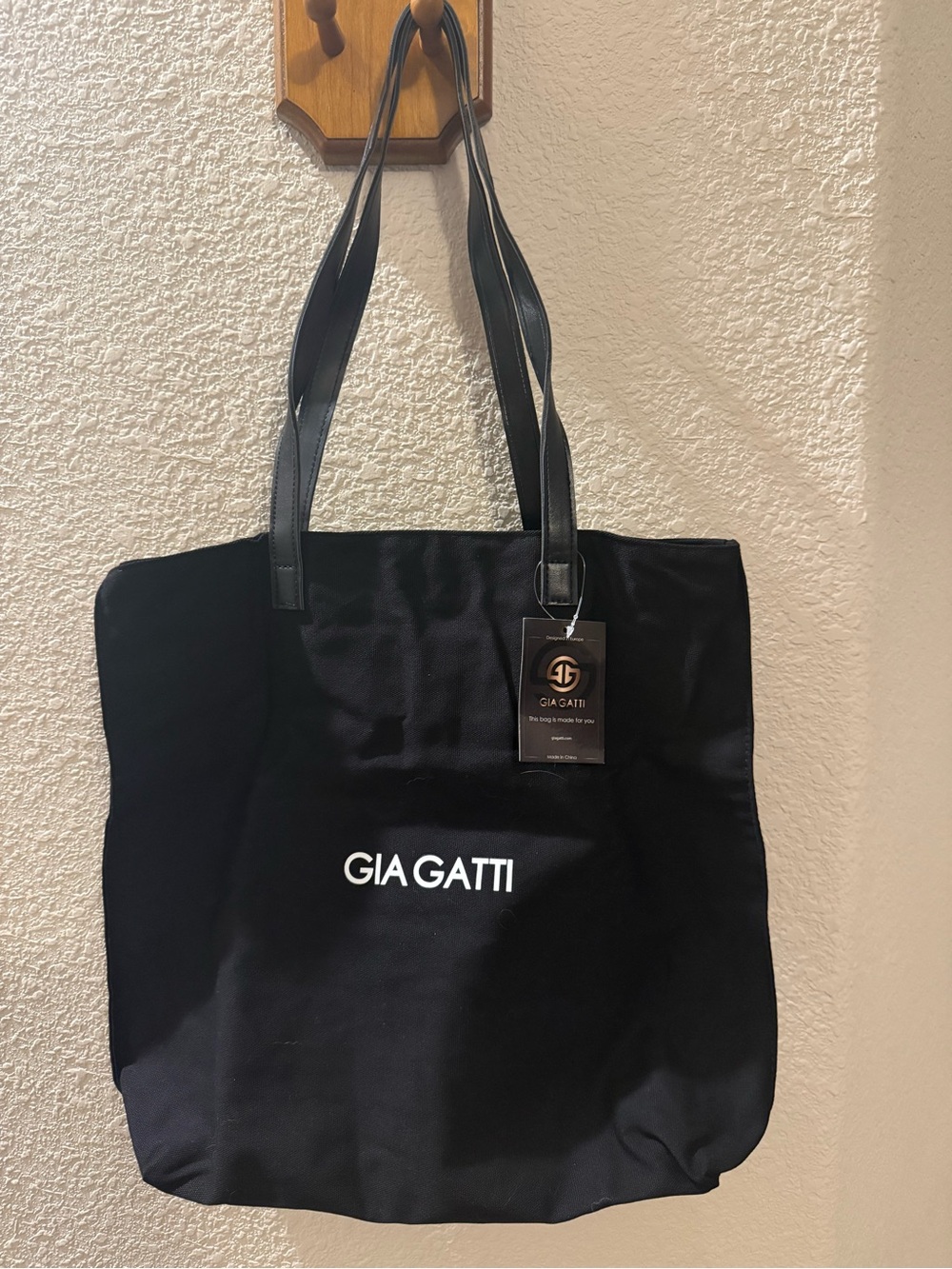 NWT—Gia Gatti Black Canvas Tote